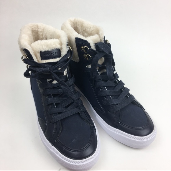 high top sneakers with fur